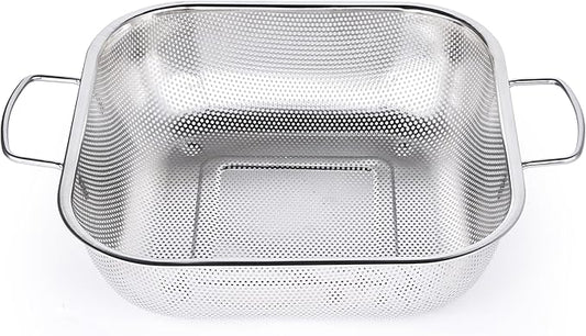 Colander Stainless Steel 3-Quart, Square Metal Strainers, Strainer for Kitchen Food, Dishwasher Safe