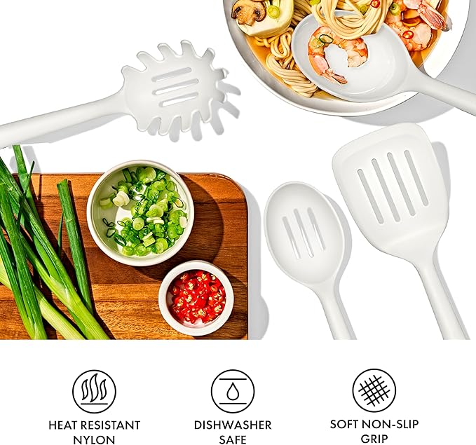 OXO Good Grips 4-Piece Nylon Utensil Set – Oat, Non Toxic Cooking Utensils
