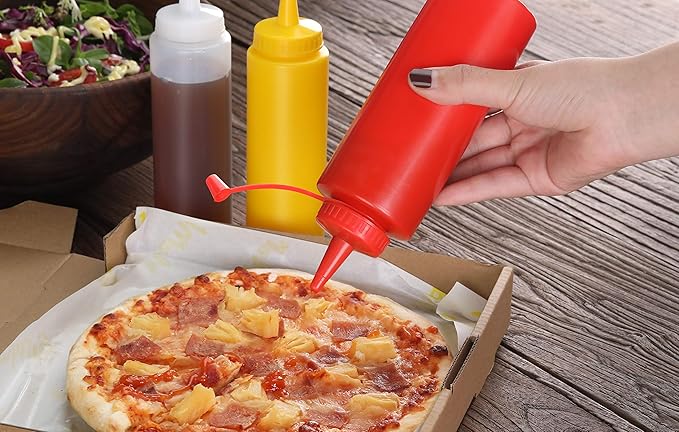 New Star Foodservice 24 oz Clear Squeeze Bottle, Regular Mouth, Pack of 6