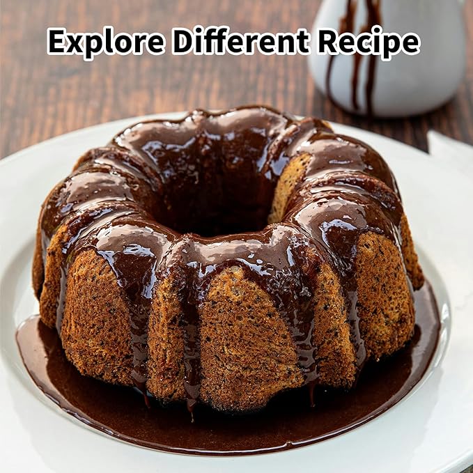 9.5" Non-stick Cake Pan, Heavy Duty Carbon Steel Fluted Tube Round Baking Pan,Buntz Pound Cake Pan Mold,Tube Bakeware,Baking Mold for Jello,Gelatin,Chocoflan,Flan