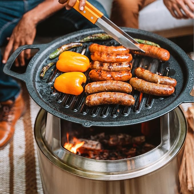 Solo Stove Ranger Cast Iron Grill Top, Cookware for Ranger fire pit, Fireplace accessory, Cooking surface: 14.25", Weight: 13 lbs