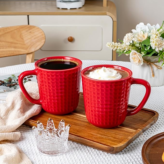 Large Coffee Mug, 20 oz Ceramic Coffee Cup with Handle, Porcelain Big Tea Cup for Office and Home, for Latte Cocoa Dishwasher & Microwave Safe, 1PC, Red