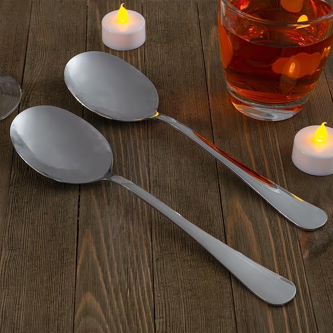 Cornucopia Brands X-Large Stainless Steel Serving Spoons (2-Pack), Buffet & Banquet Style Serving Utensils
