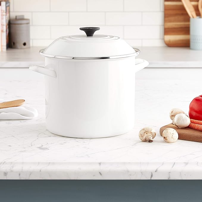 Le Creuset Enamel On Steel Stockpot, 10 qt., White