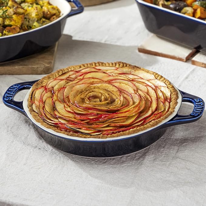 STAUB Ceramic Bakeware-Pie-Pans Dish, 9-inch, Dark Blue
