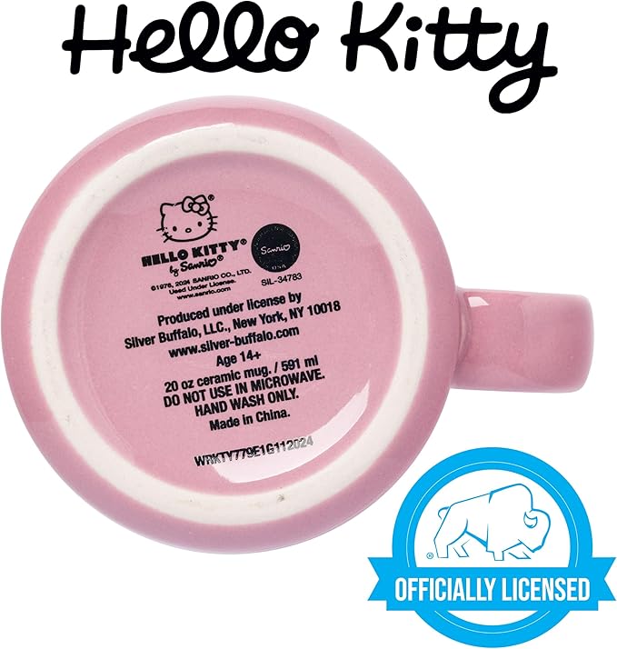 Silver Buffalo Sanrio Hello Kitty "Hello Grad" Graduation Glitter Ceramic Camper Mug, 20 Ounces