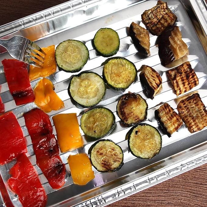 PARTY BARGAINS Aluminum Broiler Pans 4 Pack, Heavy-Duty Disposable Grill & Roasting Pans for BBQ, Oven & Catering, Ribbed Bottom for Even Heat - (Max 240°C)