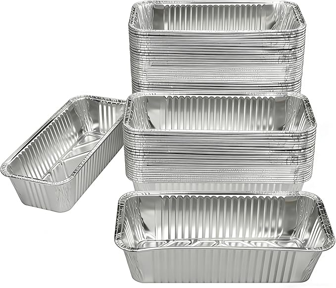 100 Pack 2 Lb Aluminum Loaf Baking Pans, 8.5” x 4.5” x 2.5” Heavy Duty Disposable Loaf Pans,Foil Bread Pans for Baking Holiday Treats Food Storage and Takeout