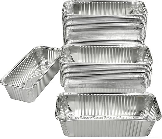 100 Pack 2 Lb Aluminum Loaf Baking Pans, 8.5” x 4.5” x 2.5” Heavy Duty Disposable Loaf Pans,Foil Bread Pans for Baking Holiday Treats Food Storage and Takeout