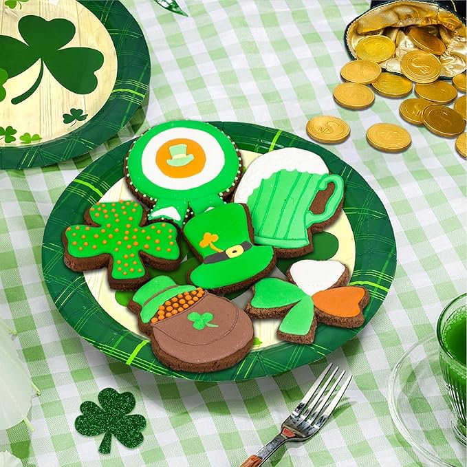 St Patrick's Day 40Pcs Disposable Paper Plates,Including 20pcs 9" and 20pcs 7" Plates,Strong and Sturdy Disposable Plates for St Patrick's Day Party, Dinner, Holiday, Picnic,Dinner Table, Wedding
