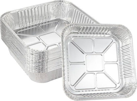 50pack- 8 x 8 Aluminum foil Pans Disposable,Heavy Duty Square baking Cake Pans, Cooking Tins Homemade Breads Oven, Baking Roasting Pan