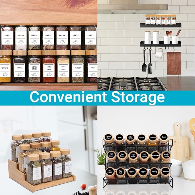 4 oz Glass Spice Jars with Bamboo Lids,16 Pack Spice Containers with Labels and Shaker Lids,120ml Seasoning Containers Empty Spice Jars for Kitchen Storage