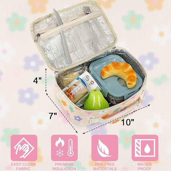 LEDAOU Lunch Box Kids Insulated Lunch Bag Girls Boys Toddler Reusable Lunchbox for School Picnic Hiking