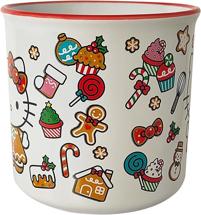 Silver Buffalo Sanrio Hello Kitty Christmas Holiday Gingerbread Ceramic Camper Mug, 20 Ounces