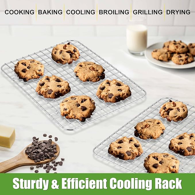 Homikit 2 Pack Cooling Rack Set, 8.7" x 6.3" Stainless Steel Baking Rack for Bacon Bread Pizza, Mini Metal Wire Oven Racks for Cooking Fit Small Toaster Oven Pan, Rust Free & Dishwasher Safe