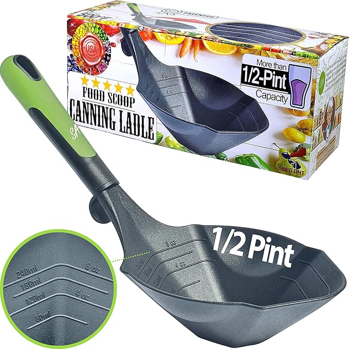 Soup Ladle -500F Heat Resistant & BPA-free. Non Scratch 8oz Ladle Spoon. Non Stick Scoop Ladel Serving Spoons for Sauce Pasta. Soup Spoons Kitchen Utensils. Canning Supplies Starter Kit by Supa Ant