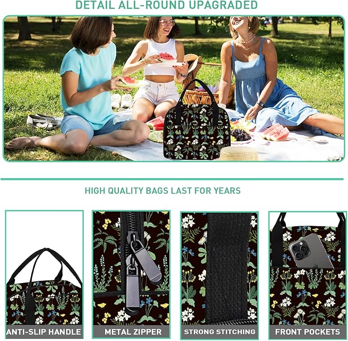 VLM Lunch Bag,Lunch Box for Women Men,Reusable Insulated Lunch Tote,Small Leakproof Cute Lunch Cooler with High Capacity for Work,Picnic,Camping