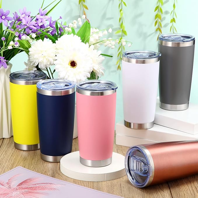 Sieral 36 Pack Stainless Steel Tumblers Bulk with Lids Double Wall Vacuum Insulated Coffee Cups Blank leakproof Powder Coated Tumblers for Engraving Wedding Graduation Party Favors(20 oz,Mixed)