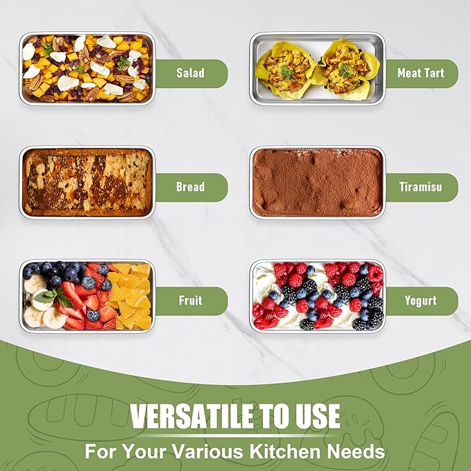 P&P CHEF Mini Loaf Pans Set, 12 PCS Small Bread Loaf Pan for Baking, 6.3 x 3.5 Inch Stainless Steel Baking Pans for Homemade Bread, Meatloaf, Cake and Brownies, Healthy & Non Toxic, Dishwasher Safe