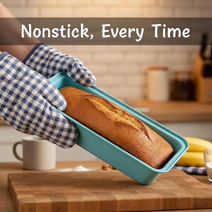 3-Pack 13x5 Nonstick Loaf Pan, 450°F Oven Safe Carbon Steel Bread Pans for Easy Release & Quick Clean, Ideal for Home Bakers Baking Banana Bread, Meatloaf, Cake & Sourdough