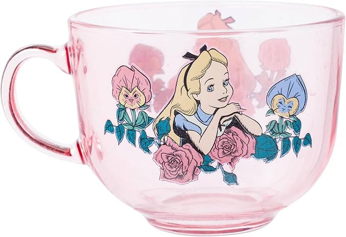 Silver Buffalo Disney Alice in Wonderland Teacup Glass Coffee Mug, 16 Ounces