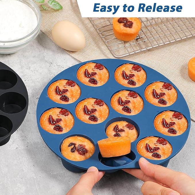 Webake Silicone Air Fryer Muffin Pan for Baking Egg Bites Silicone Mold, Nonstick 1.8 Inch Mini Muffin Tin BPA Free Set of 2