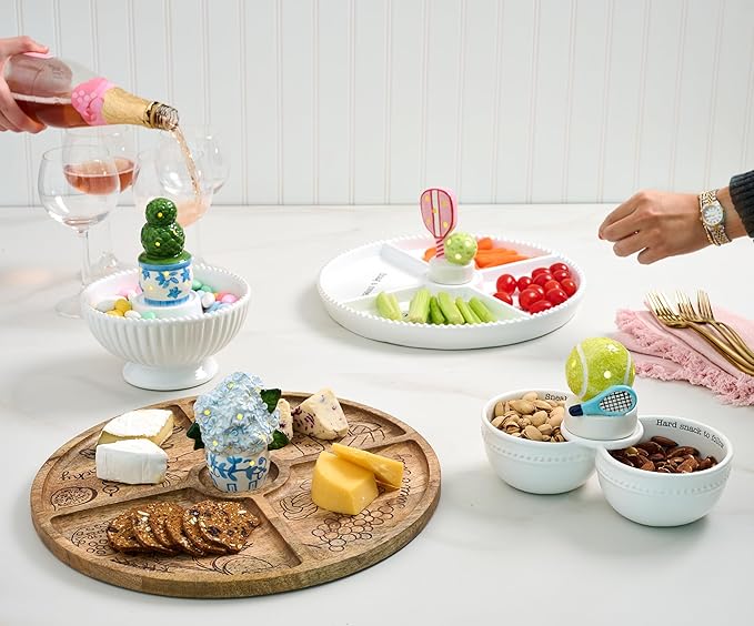Mud Pie Circa Divided Tray, White, 12 1/4" dia | Base for Interchangable Platter Inserts