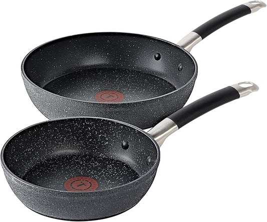 T-Fal Stone Force Platinum Non Stick Fry Pan Set 2 Piece, 8 inch and 10.5 inch, Oven Broiler Safe 400°F, Cooking Frying Pans, Kitchen Skillets, Pots and Pans Set Nonstick, Dishwasher Safe, Black
