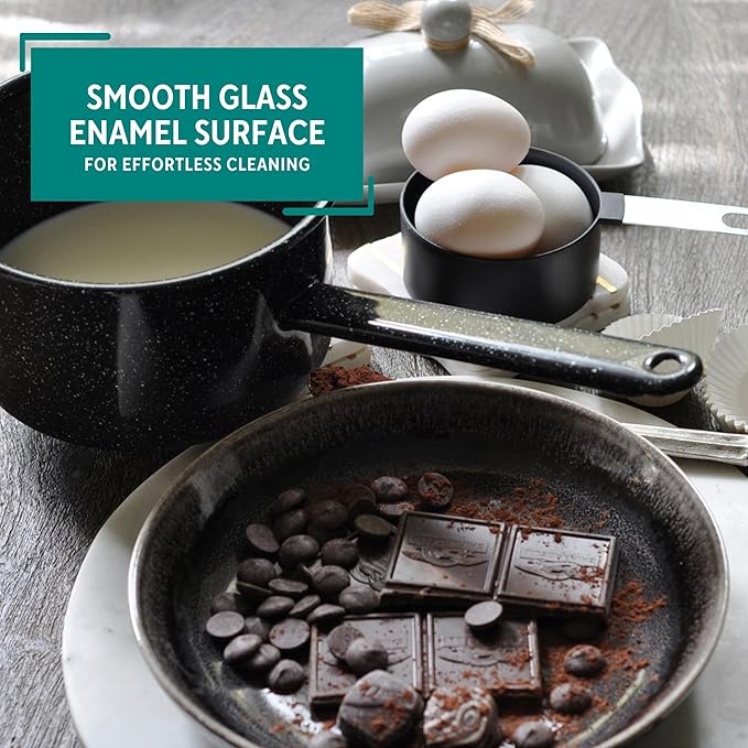 MIRRO 1.25qt Enamel Saucepan, Black (Pack of 2)