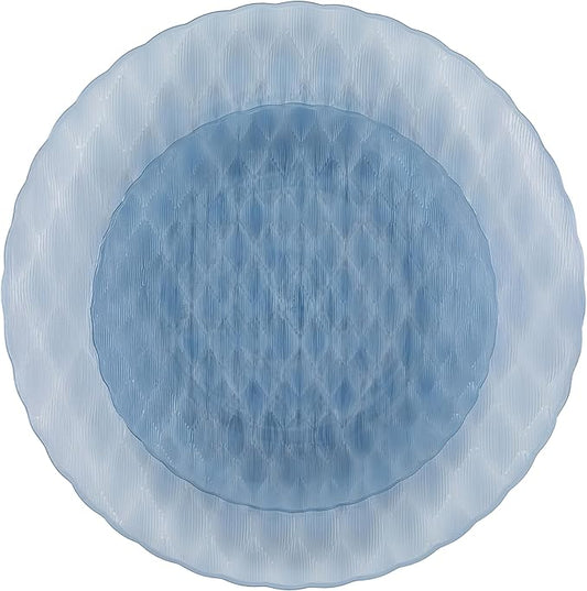 PLASTICPRO 64 Pack Plastic Dishes Set of 32-10 inch Plates and 32-7 inch Plates, Elegant Translucent Blue Disposable Fancy Tableware Premium Heavyweight
