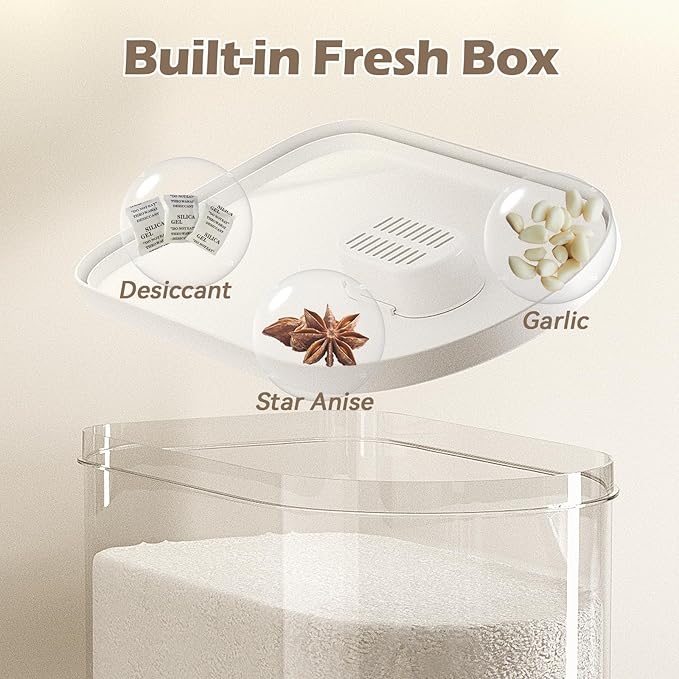 Rice Dispenser 22-25 Lbs Rice Storage Container with Measuring Cup Moisture Proof, Large Cereal Dry Food Storage, Household Airtight Food Dispenser Bucket for Kitchen Pantry Organization