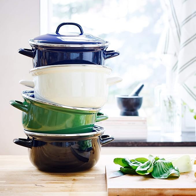 BK Indigo Aluminum Heavy-Gauge Carbon Steel, Induction, 5.5QT Nonstick Glaze Dutch Oven, Dishwasher Safe, Blue