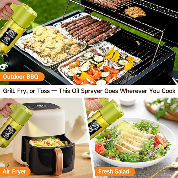 Oil Sprayer for Cooking, Olive Oil Sprayer Bottle with Fine Mist Glass Oil Sprayer for Healthy Meals and Salad Use, Reusable Oil Mister Spray Bottle for Home Kitchen Daily Use, Best Choice