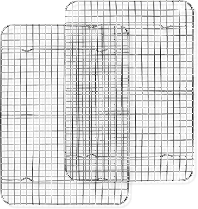 P&P CHEF 16.6 Inch Cooling Baking Rack Set of 2, Stainless Steel Grid Cooking Racks for Roasting Drying Grilling, Oven & Dishwasher Safe, Heavy Duty & Healthy