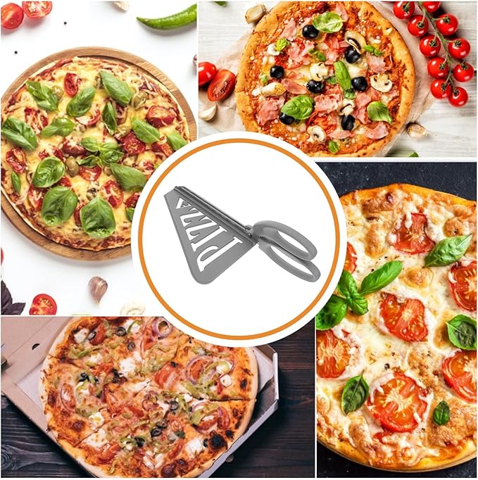 Amosfun Stainless Steel Pizza Scissors with Detachable Shovel and Plastic Handle Kitchen Pizza Cutter for Family and Restaurant Use Easy to Clean 12.99 X 5.11 X 3.14 Inches