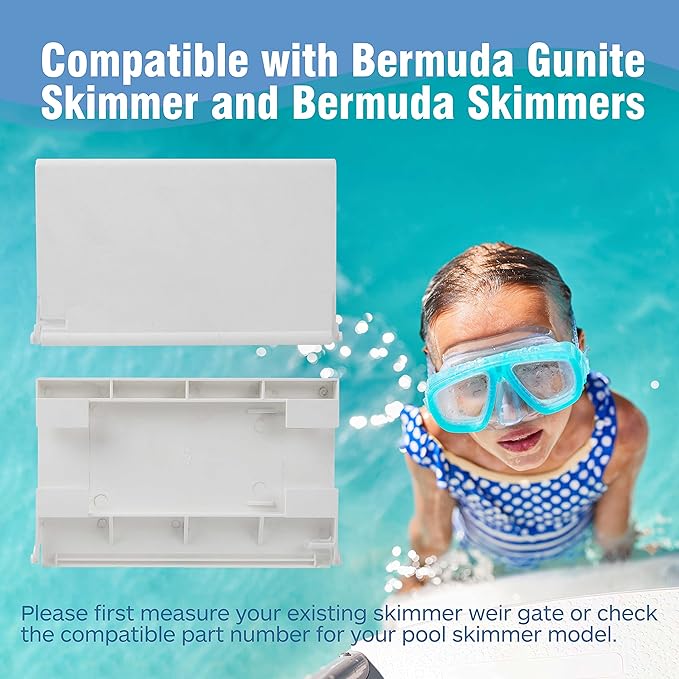 Exact Replacement 516252 White Weir Gate Assembly - Compatible with Bermuda Gunite Skimmer and Bermuda Skimmers - Vinyl Weir Gate Assembly - 8 1/2 Inches x 5 3/8 Inches
