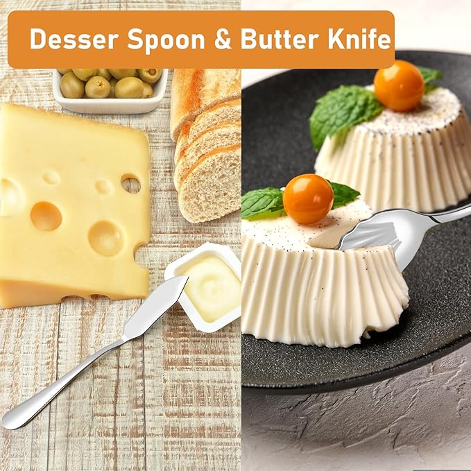 Serving Utensils Set for Buffet, 18 Pack Stainless Steel Serveware, Large Spoons, Slotted Spoon, Forks, Tongs, Butter Knife, Shell Spoons, Soup Ladle, Pie Server, for Party Festival Family, Silver