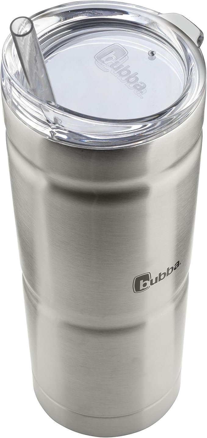 Bubba Envy Stainless Steel Tumbler with Straw, Stainless Steel with Clear Lid, 24oz