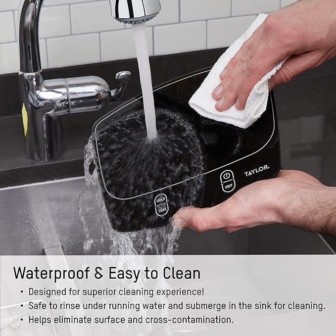 Taylor Waterproof Digital Kitchen Scale, 11 pounds, Black