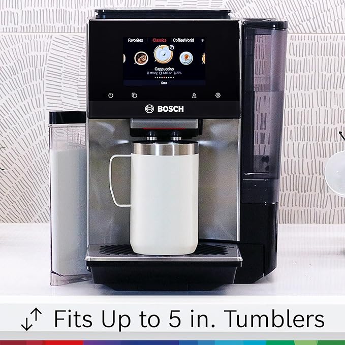 Bosch Fully Automatic Coffee and Espresso Machine - 36 Drinks, Double Cup Barista Style Super Coffee Maker - Touchscreen, Large Bean Capacity - Easy Clean, Maintenance - Stainless Steel - TQU60703