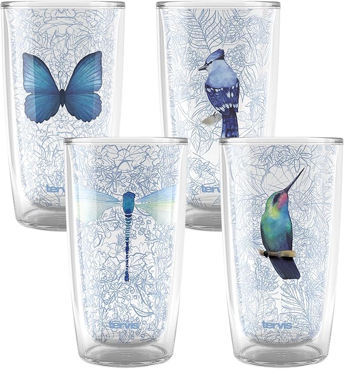 Tervis Sky High Collection Made in USA Double Walled Insulated Tumbler Travel Cup Keeps Drinks Cold & Hot, 16oz - 4pk, Assorted