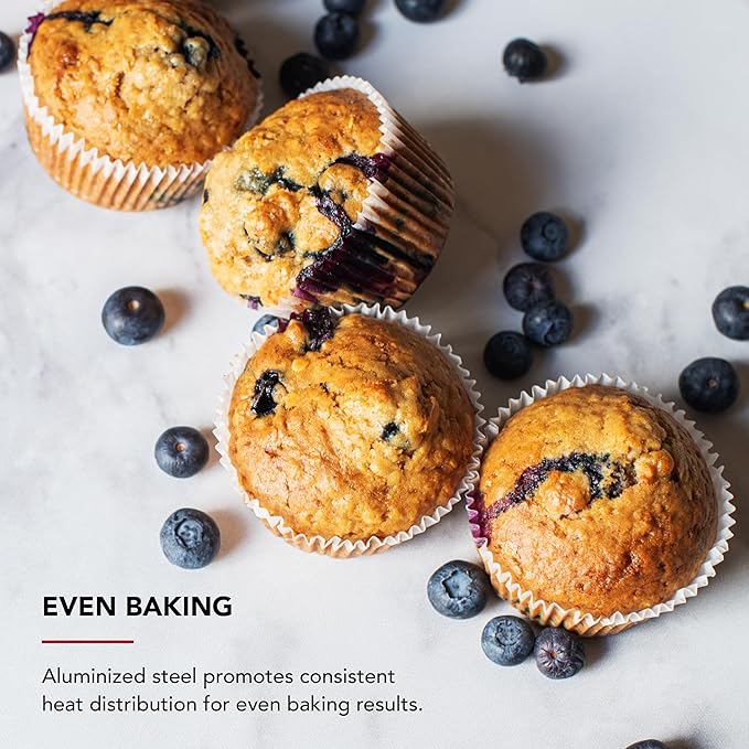 KitchenAid 12-Cup Nonstick Aluminized Steel Muffin Pan, Ink Blue