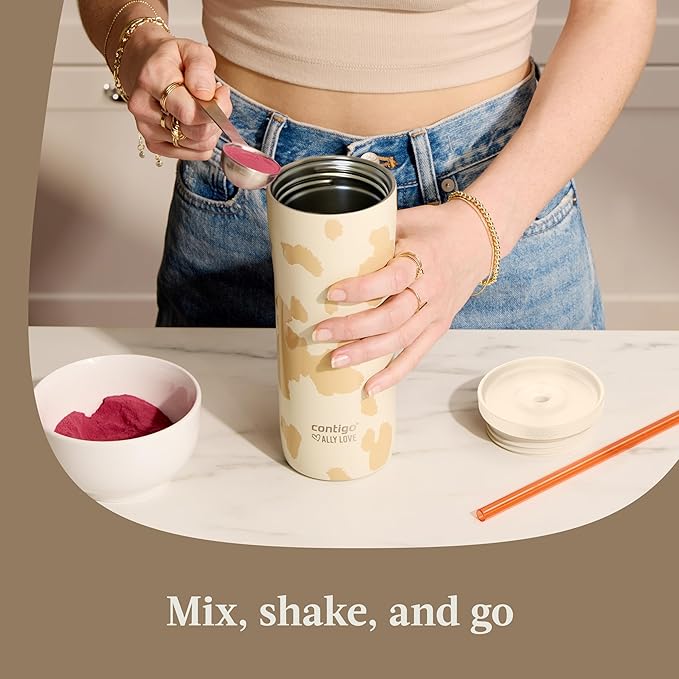 Contigo x Ally Love Streeterville Stainless Steel Tumbler with Straw, Easy Clean Lid, Leak Proof, BPA Free, 24oz, Oatmilk