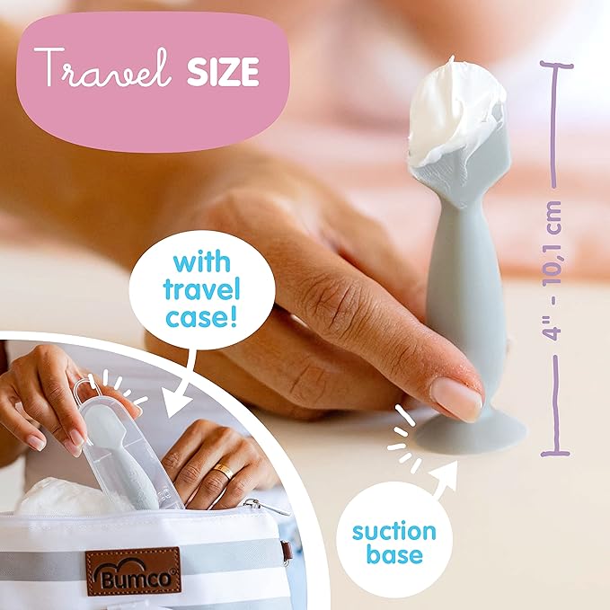 Bumco Mini Diaper Cream Spatula with Case - BPA-Free Butt Spatula Baby, Soft & Flexible Diaper Spatula, Diaper Cream Applicator, Mom-Invented Baby Must Haves, Diaper Bag Essentials, Butt Paste Spatula