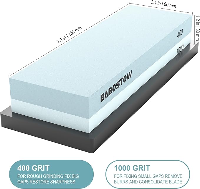 Premium Whetstone Knife Sharpening Stone 2 Side Grit 400/1000 Waterstone - Whetstone Knife Sharpener - NonSlip Rubber Base for Kitchen Knife Sharpener Stone