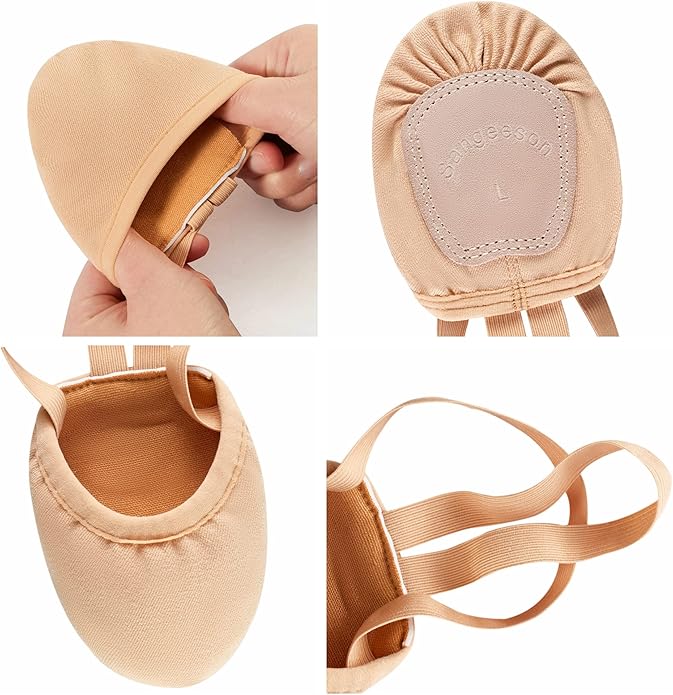 SANGEESON Half Sole Dance Shoes - Stretchy Canvas Pirouette Shoes for Ballet, Lyrical, Modern, Jazz Dance, and Contemporary