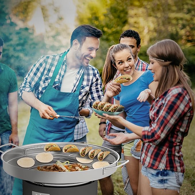 23" Stainless Steel Concave Comal Set, Discada Disc Cooker with 54,000BTU Paella Burner and Adjustable Stand Set, Cazo Para Carnitas Tortillas Stir Fry Wok for Outdoor Cooking, CSA Certified