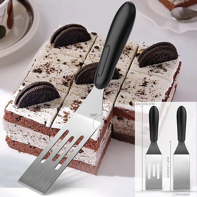 Small Spatula 2 PCS, Metal Spatulas for Kitchen Use, Stainless Steel Mini Serving Spatula for Flipping and Cooking, Ideal for Brownies, Tiramisu, Cookie, Lasagna or Pancakes, etc