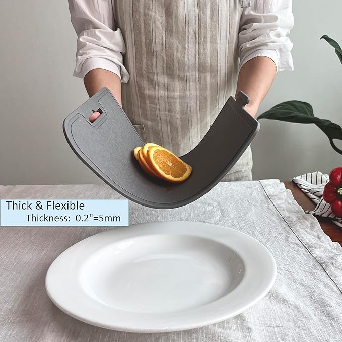 Korean Made Thick Silicone Double-Sided Usable Cutting Board 14.3" x 9.7" Foldable Design Drip Groove Grip Handle Dishwasher Safe Gray Color 1PCS Gift for Mom (Gray) Stocking Stuffer