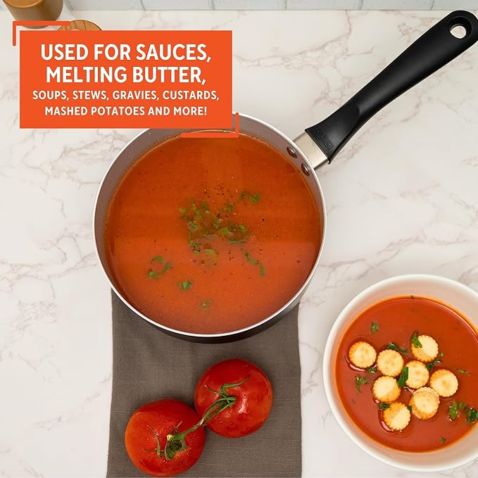 IMUSA 2.0 Qt PFAS Free Ceramic Nonstick Saucepan, Small Pot for Sauces, Gravies, Soups, Stews, Boiling & Heating, Aluminum Cookware with Cool-Touch Handle